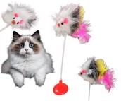 Zabawki dla kotów - Zabawka dla Kota z Grzechotką - Przyssawką Myszka Puchata - miniaturka - grafika 1