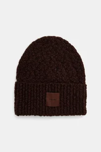 Calvin Klein czapka z domieszką wełny kolor brązowy z cienkiej dzianiny K60K612593 - Czapki damskie - miniaturka - grafika 1