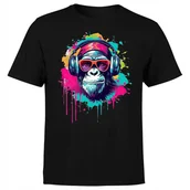 Koszulki męskie - KOSZULKA MĘSKA Z NADRUKIEM NEONOWA KOLOROWA MAŁPA GORYL SŁUCHAWKI XXL - miniaturka - grafika 1