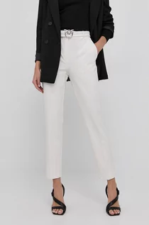 Spodnie damskie - Pinko spodnie damskie kolor biały proste high waist - grafika 1