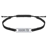 Bransolety męskie - Bransoletka Męska z GRAWEREM blaszka srebro makrama - miniaturka - grafika 1