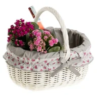 Torby i wózki na zakupy - Wiklinowy Wybielany Kosz Torba na Zakupy Obszyta Tkaniną 42x34 H23/36 cm - miniaturka - grafika 1