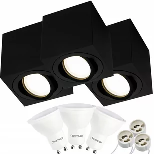3X Oprawa Natynkowa Halogenowa Amat-M Kwadratowa Czarna 84Mm + Led Gu10 6W 3000K Lumiled - Oprawy, klosze i abażury - miniaturka - grafika 1