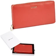 Portfele - Portfel damski WINGS skóra naturalna pojemny elegancki prezent czerwony - miniaturka - grafika 1