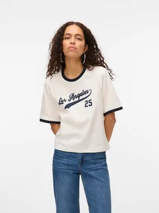 Vero Moda Koszulka w kolorze kremowo-granatowym - Koszulki i topy damskie - miniaturka - grafika 1