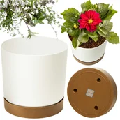 Donice - Doniczka Ogrodowa 39Cm Z Podstawką Do Domu Donica Plastikowa Gładka Biała - miniaturka - grafika 1