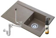 Zlewozmywaki - Granitan Zlew Granitowy Z Ociekaczem Syfon Vega Brązowy - miniaturka - grafika 1
