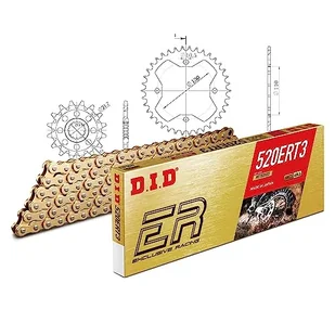 Zestaw łańcuchów DID stal 520ERT2 / 94 zapięcie na klips do Kawasaki KFX R 450 ccm - Części motocyklowe - miniaturka - grafika 1