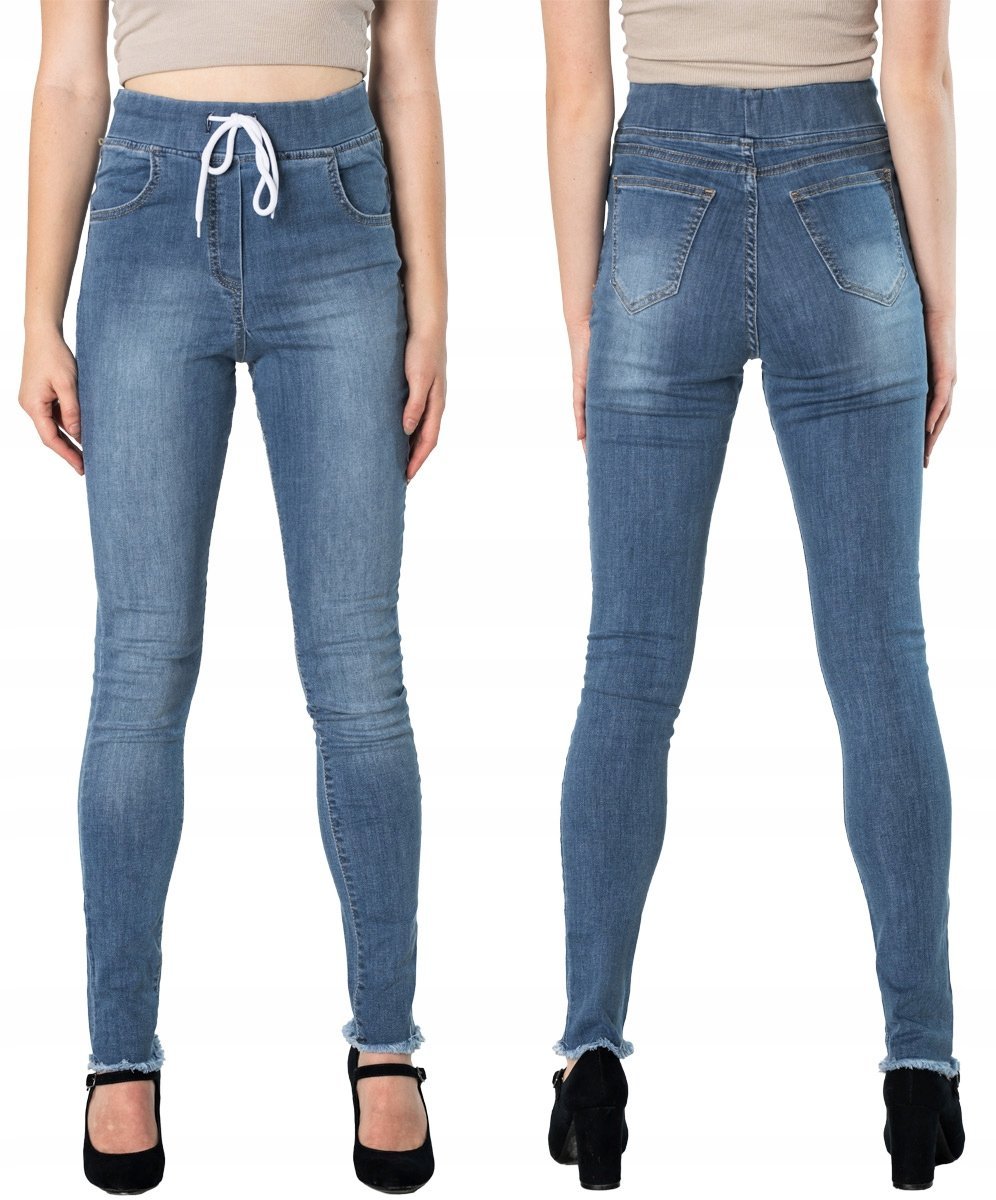 Spodnie Jeansy Rurki Damskie Wysoki Stan 9021-4 34