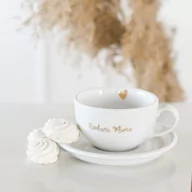 Filiżanki - Filiżanka 250 ml ze spodkiem - Kochana Mama ZŁOTY NAPIS - miniaturka - grafika 1