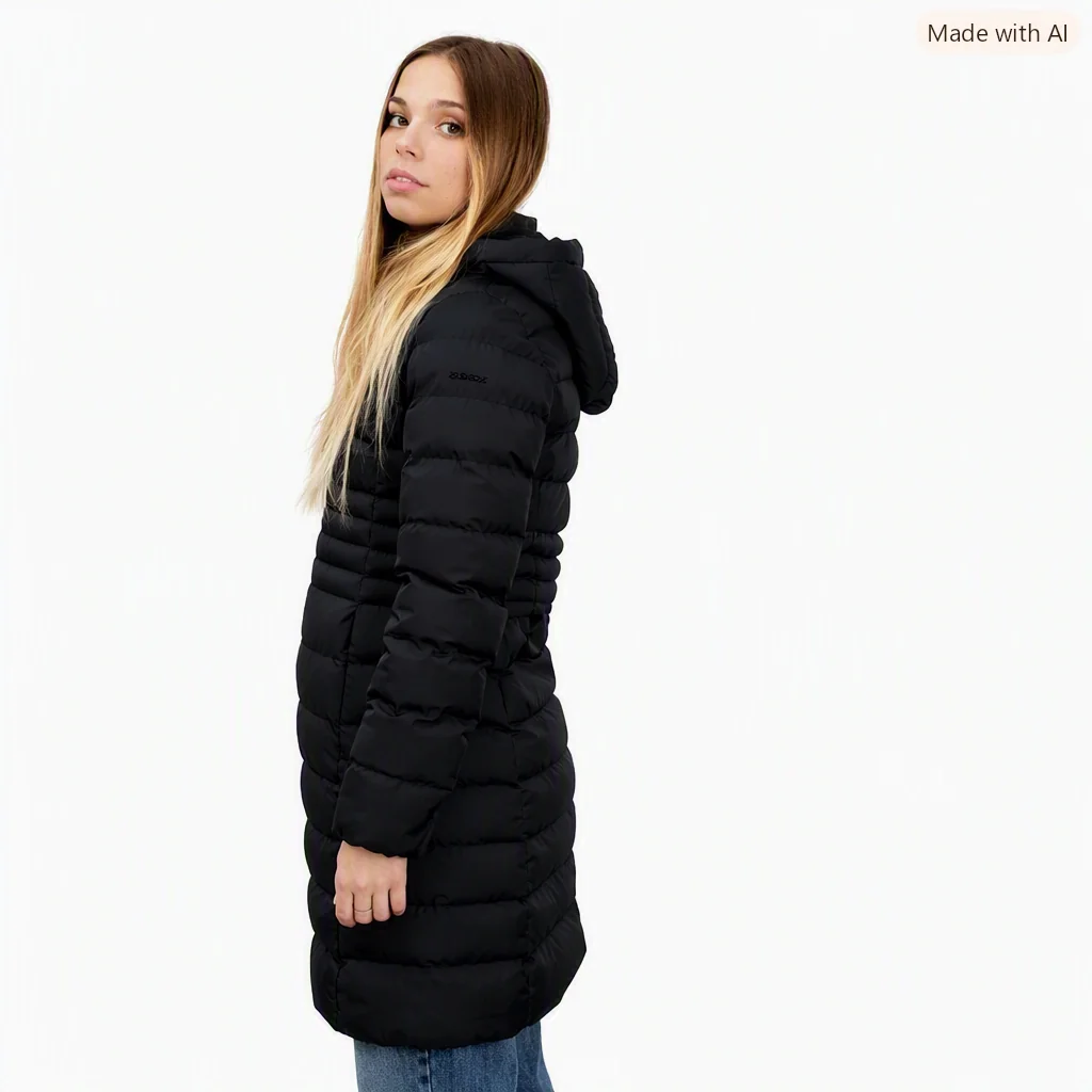 Czarna kurtka Płaszcz Geox casualowa, gładka W1428J.T2887.HIVER r.38