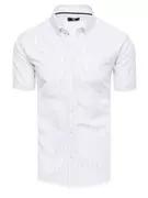 Koszule męskie - Koszula męska z krótkim rękawem biała Dstreet KX1009 - miniaturka - grafika 1