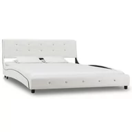 Łóżka - Rama łóżka biała, bez materaca, skórzana, 140x200 - miniaturka - grafika 1