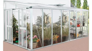 VITAVIA szklarnia przyścienna Helena 11900, srebrna - (11,9 m2; 2,66 x 4,60 m) + baza - Szklarnie ogrodowe - miniaturka - grafika 4