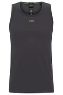 Koszulki męskie - BOSS Męski tank top Active 1 Slim-Fit z dekoracyjnym, odblaskowym wzorem, ciemnoszary, S - miniaturka - grafika 1
