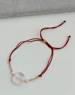 Bransoletki - LUKSUSOWA CZERWONA RÓŻOWA BRANSOLETKA REGULOWANA KWARC RÓŻOWY STOPER STAL - miniaturka - grafika 1