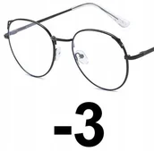 Okulary korekcyjne, oprawki, szkła - Okulary metal korekcyjne minusy kocie uszy -3 - miniaturka - grafika 1