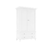 Szafy i szafki dla dzieci - Szafa dwudrzwiowa z dwiema szufladami biała Alex - miniaturka - grafika 1