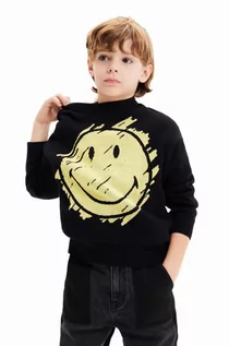 Bluzy dla chłopców - Desigual bluza dziecięca kolor czarny z nadrukiem - grafika 1