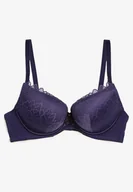 Biustonosze - Fioletowy Biustonosz z Push Upem i Koronkowymi Miseczkami Berilis - miniaturka - grafika 1