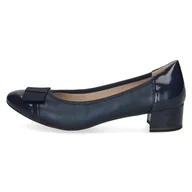 Czółenka - CAPRICE Damskie czółenka lakierowane z obcasem blokowym, Lt Blue Suede, 41 EU - miniaturka - grafika 1