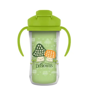 Dr.Browns TC01203 Kubek termiczny ze słomką 300ml zielony + 12m - Bidony dla dzieci - miniaturka - grafika 1