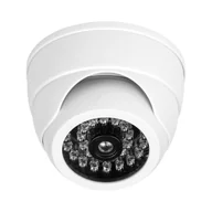 Akcesoria do monitoringu - Atrapa kamery monitorującej z podczerwienią CCTV, bateryjna, MINI, biała - miniaturka - grafika 1
