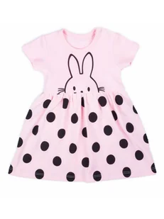 Niemowlęce sukienko-body w grochy różowe Nicol,r.68 - Body dla niemowląt - miniaturka - grafika 1