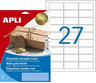 Etykiety do drukarek - APLI Złote etykiety do nadruku, 63,5 x 29,6, odporne na warunki atmosferyczne poliester 20 hojas złoty - miniaturka - grafika 1