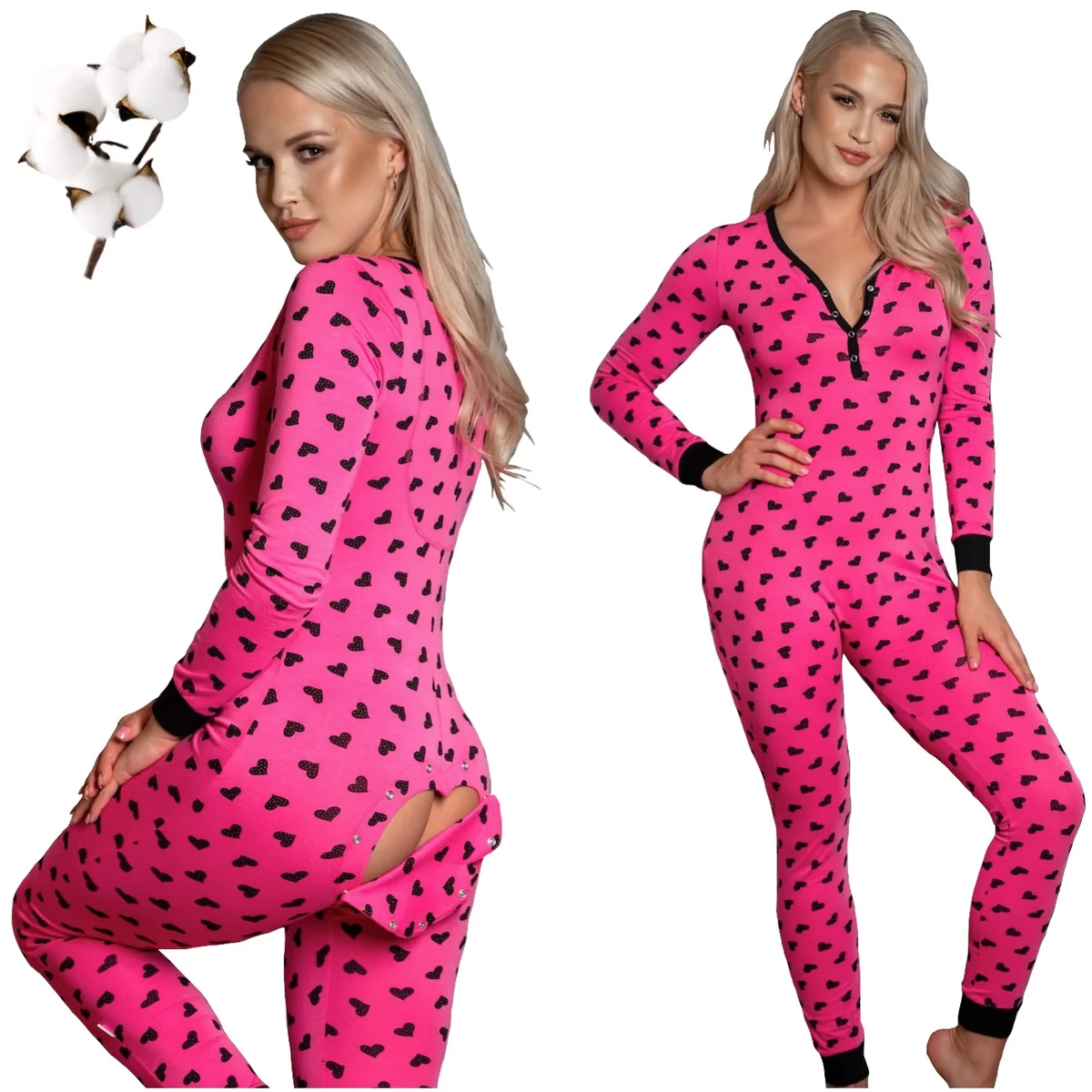 Sleepdo, Kombinezon do spania z klapką w kształcie serca na pośladkach, Model CANDY, Rozmiar S