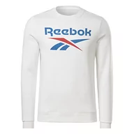 Bluzy męskie - Reebok Męska bluza z logo, duża, ułożona, biała, XL, biały, XL - miniaturka - grafika 1