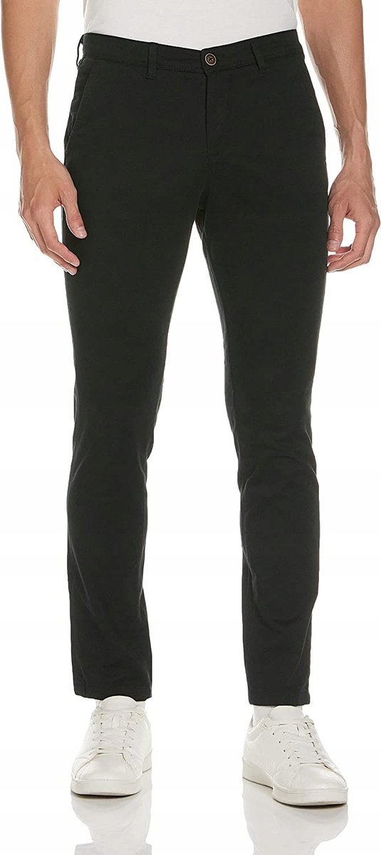JACK & JONES CZARNE PROSTE SPODNIE CASUAL Z BAWEŁNY 34/36 7CA