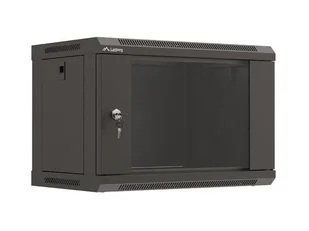 Szafa instalacyjna rack wisząca 19" 6u 540x350 czarna drzwi przeszklone lanberg (flat pack) WF03-5306-10B - Szafy rack - miniaturka - grafika 1