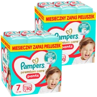 Pieluchy - Zestaw Pampers Premium Care Pants, pieluchomajtki rozmiar 7, 15+ kg, 2 x 80 sztuk - miniaturka - grafika 1