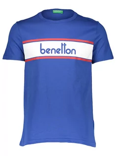 Koszulki męskie - Benetton Koszulka w kolorze niebiesko-białym - grafika 1