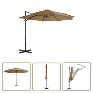 Parasole ogrodowe - The Living Store Parasol wiszący z aluminiowym słupkiem - 300 cm - taupe - Parasol Wiszący - miniaturka - grafika 1