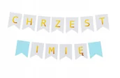Balony i akcesoria - Girlanda Napis Chrzest + Imię Dziecka Baner - miniaturka - grafika 1