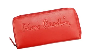 Portfel Damski Skóra Naturalna Pierre Cardin Duży Piórnik 8822 CZERWONY 19,5 x 10 x 3 [cm] - Portfele - miniaturka - grafika 1