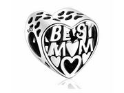 Charmsy - Pandora Valerio.pl Rodowany srebrny charms serce serduszko dla mamy Best Mom srebro 925 QS0071 QS0071 - miniaturka - grafika 1