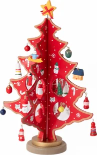 Rozkładana choinka z ozdobnymi zawieszkami, drewniana ozdoba 26 cm - Ozdoby bożonarodzeniowe - miniaturka - grafika 1