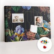 Tablice i flipcharty - Szkolna Tablica korkowa 60x40 cm, Kolorowe Pinezki, wzór Przyrodnicza ramka - miniaturka - grafika 1