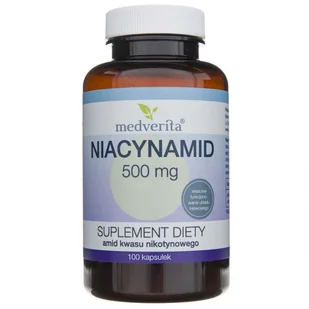 Medverita, Niacynamid (amid kwasu nikotynowego) 500 mg, 100 kaps. - Witaminy i minerały Medverita, Niacynamid (amid kwasu nikotynowego) 500 mg, 100 kaps. - Witaminy i minerały - miniaturka - grafika 1
