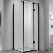 Kabiny prysznicowe - Czarna kabina prysznicowa 80x80 kwadratowa drzwi uchylne KZ1390BA - miniaturka - grafika 1