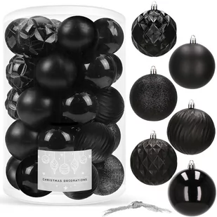 Bombki choinkowe 30 szt. 8 cm czarne ozdoby na choinkę dekoracje CA0877 - Bombki - miniaturka - grafika 1