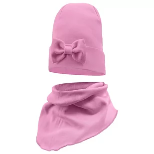 Czapka Wiosenna Jesienna Z Kominem Czapeczka Komplet Dla Dzieci 48-50 Śred Róż - Czapki damskie - miniaturka - grafika 1
