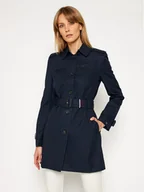 Płaszcze damskie - Tommy Hilfiger Trencz Heritage Single WW0WW24966 Granatowy Regular Fit - miniaturka - grafika 1
