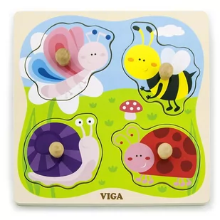 VIGA Toys Drewniane Puzzle z Pinezkami Owady - Puzzle - miniaturka - grafika 2