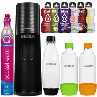 Saturator SodaStream Terra Black jedna butelka + 2 butelki PET (Pomarańczowa + Zielona) + bolero - Saturatory - miniaturka - grafika 1