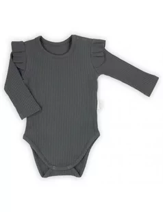 Nicol Body niemowlęce bawełniane długi rękaw Nela prążek grafit, Rozmiar: 68 - Body dla niemowląt - miniaturka - grafika 1