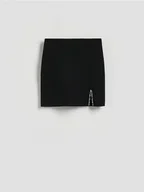 Spódnice - Reserved - Spódnica mini z rozcięciem - czarny - miniaturka - grafika 1